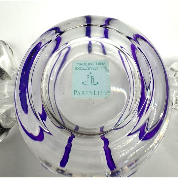 PartyLite Jollyville Tealight Candle Holder With Purple Swirl Design - Picture 5 of 9
